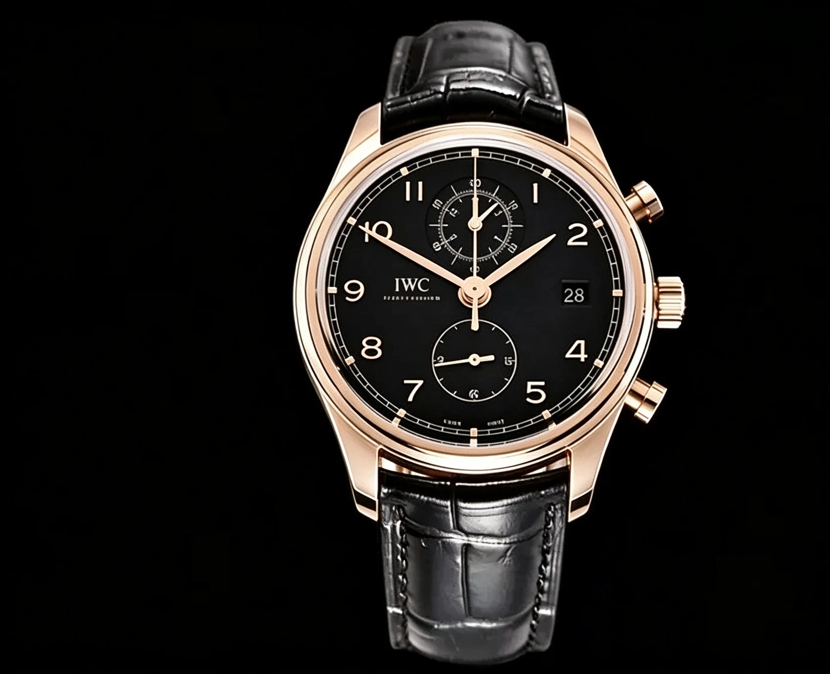 IWC - Portugieser Chronograph Classic RG/LE Black YLF A7750