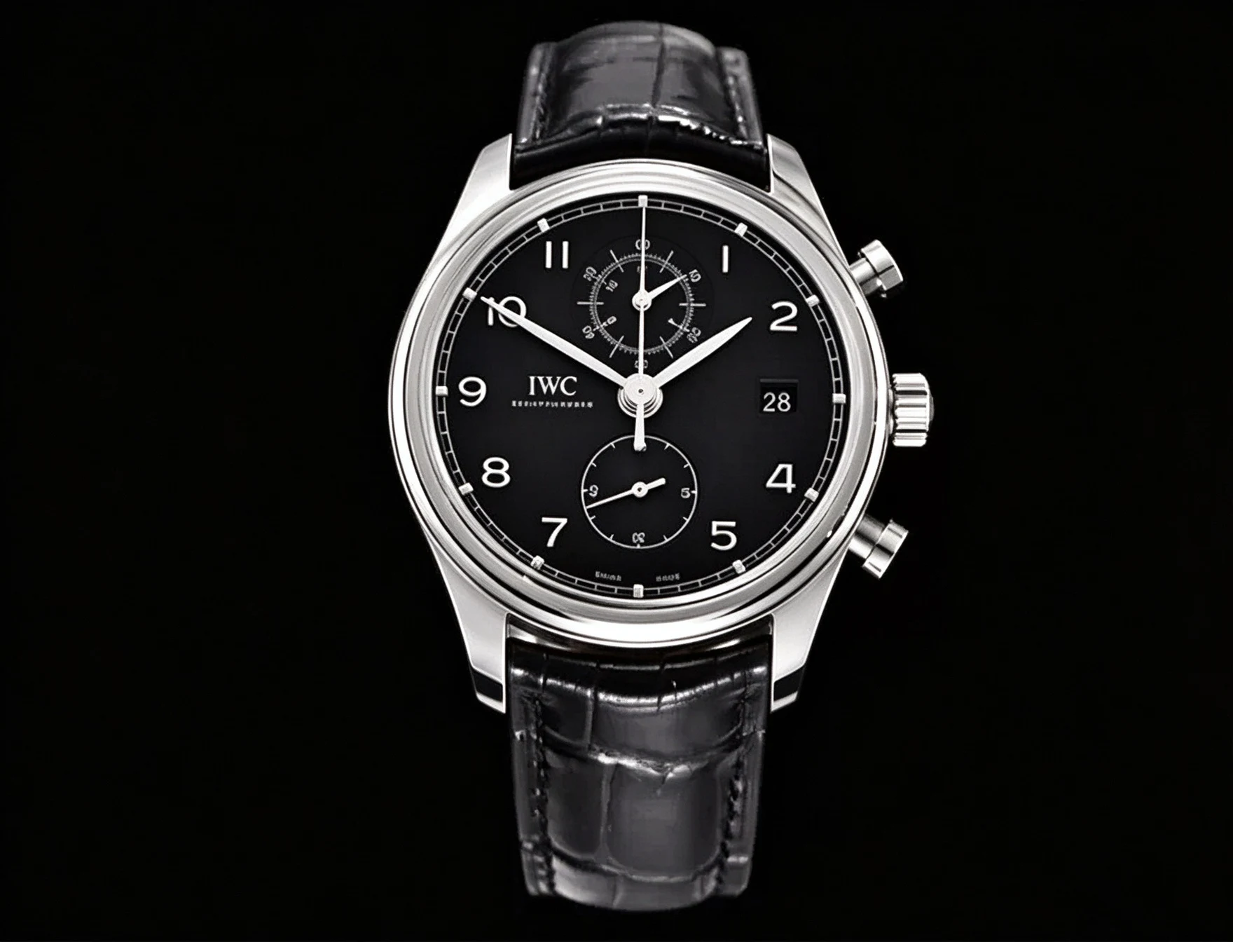 IWC - Portugieser Chronograph Classic SS/LE Black YLF A7750