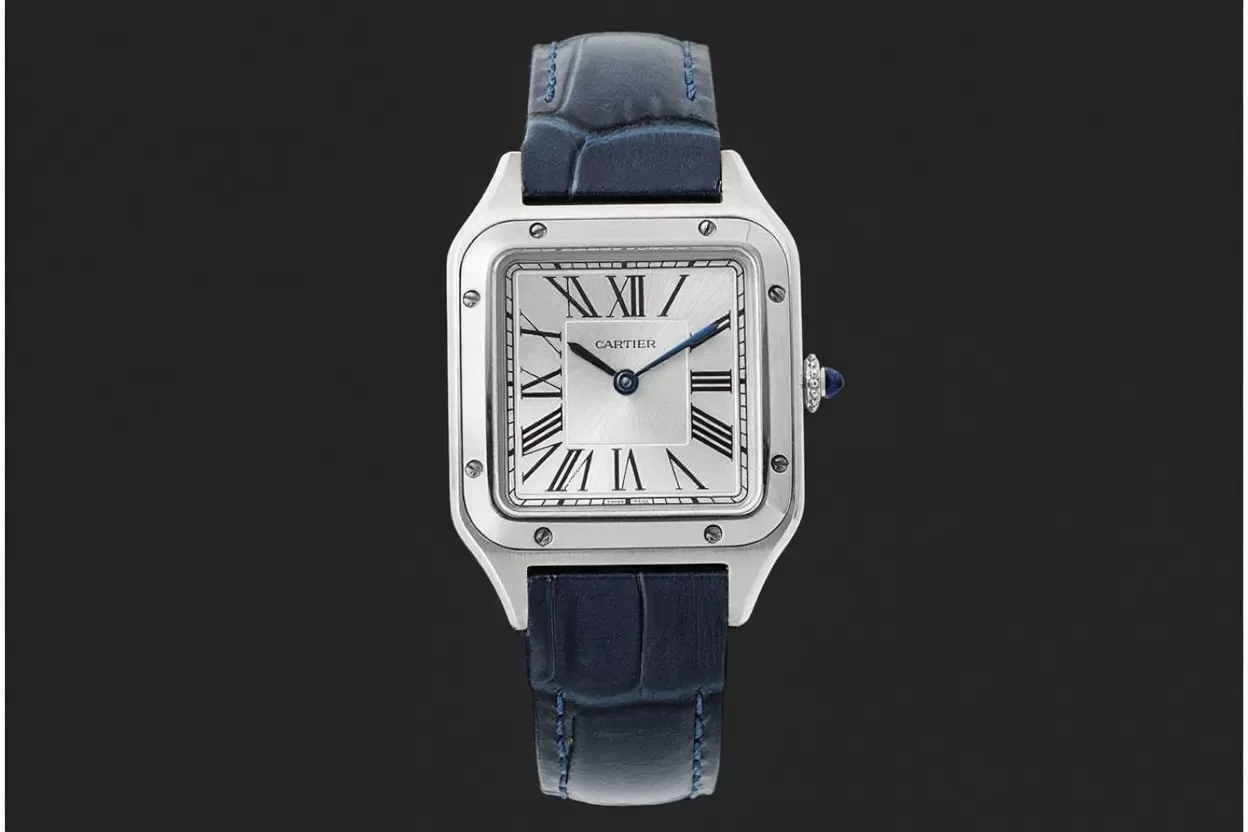 Santos Dumont Blue SS/LE Silver Dial AF Quartz - Image 3