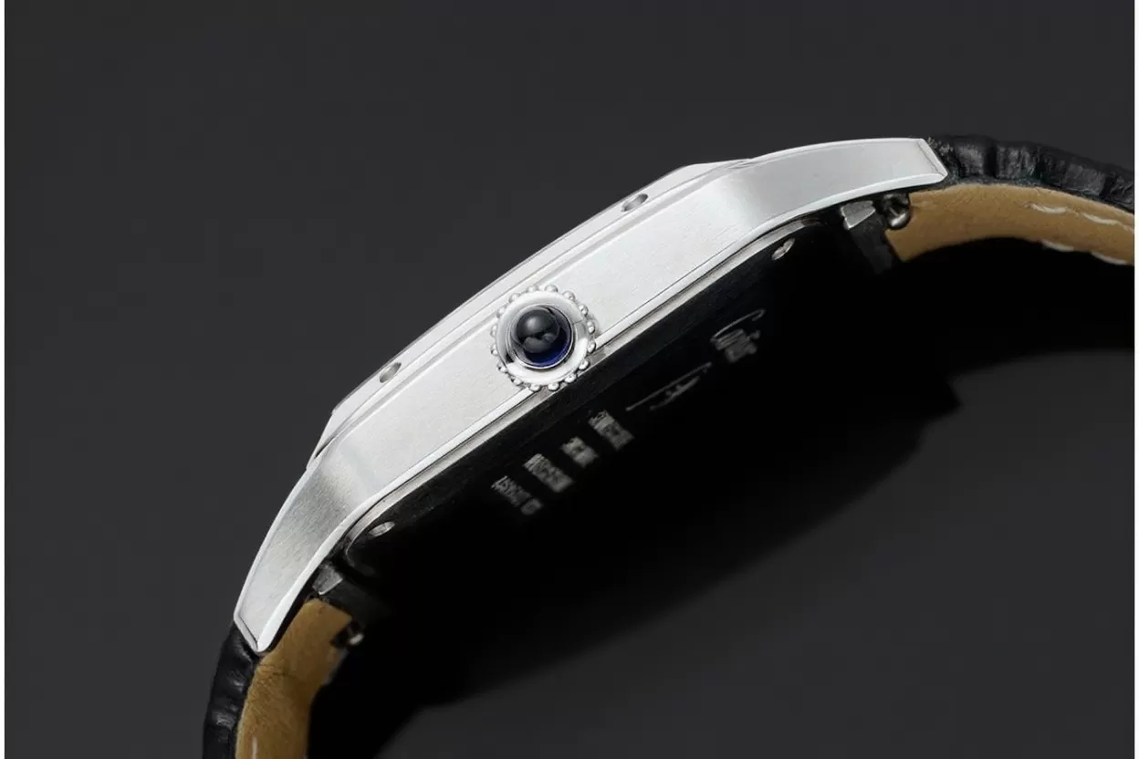 Santos Dumont Black Calf Leather SS/LE Silver Dial AF Quartz - Image 5