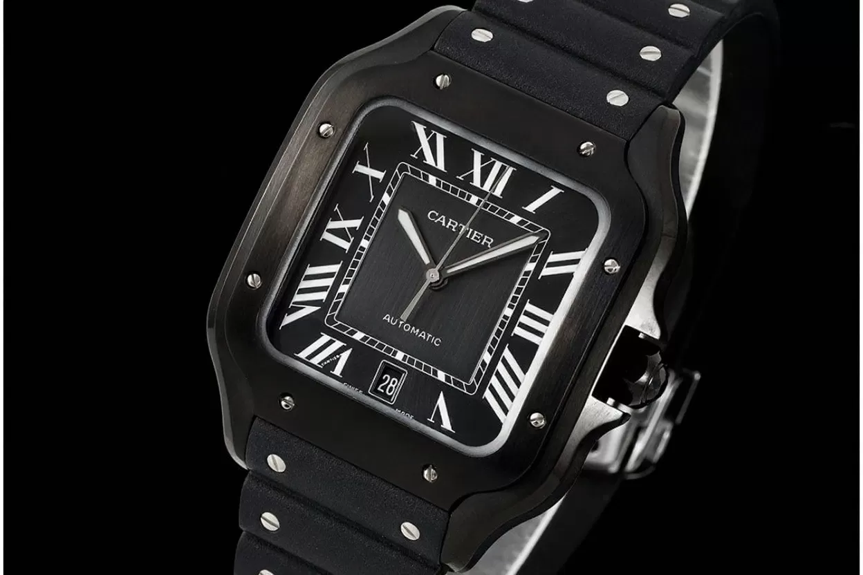 Santos De Cartier Mens XL 40mm PVD/RU Black Dial BVF MY9019