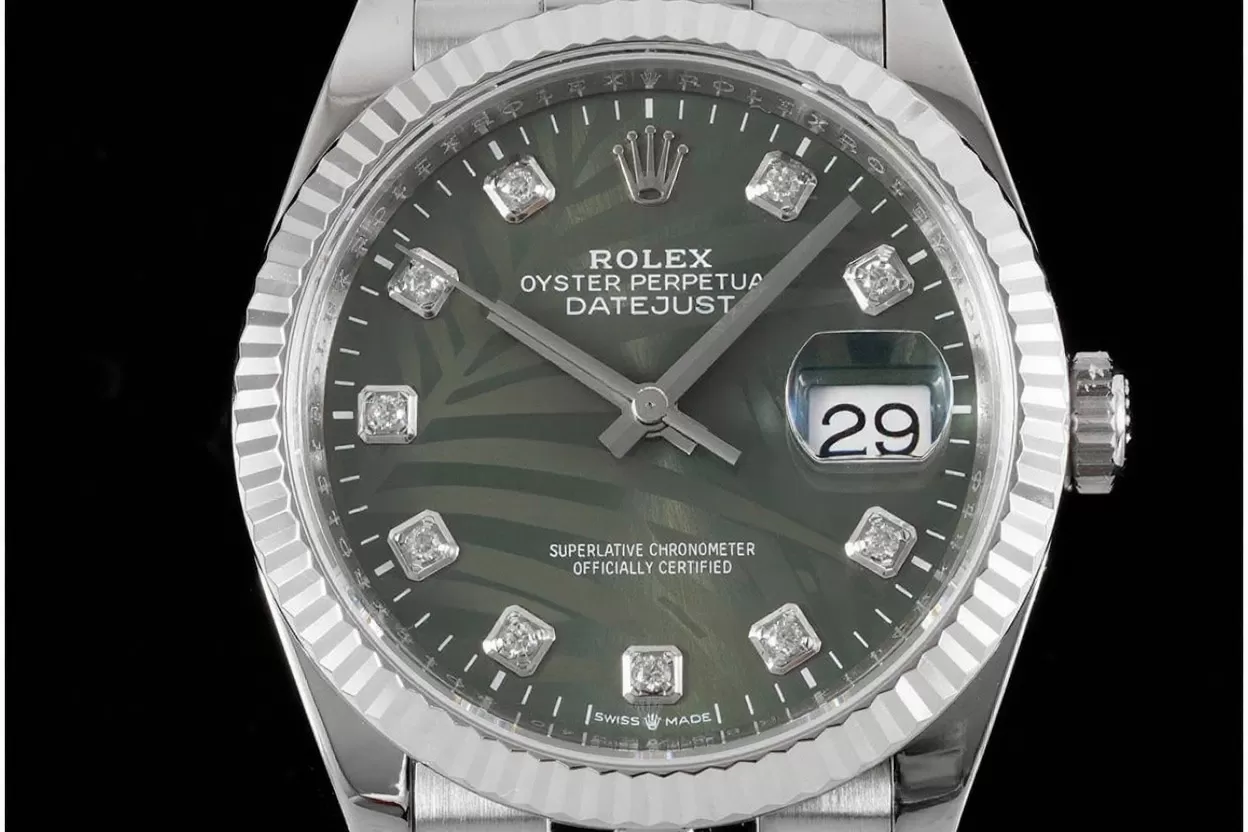 Datejust 126234 36mm Jub SS/SS Palm Motif Green/Dia VSF DD3235 - Image 2