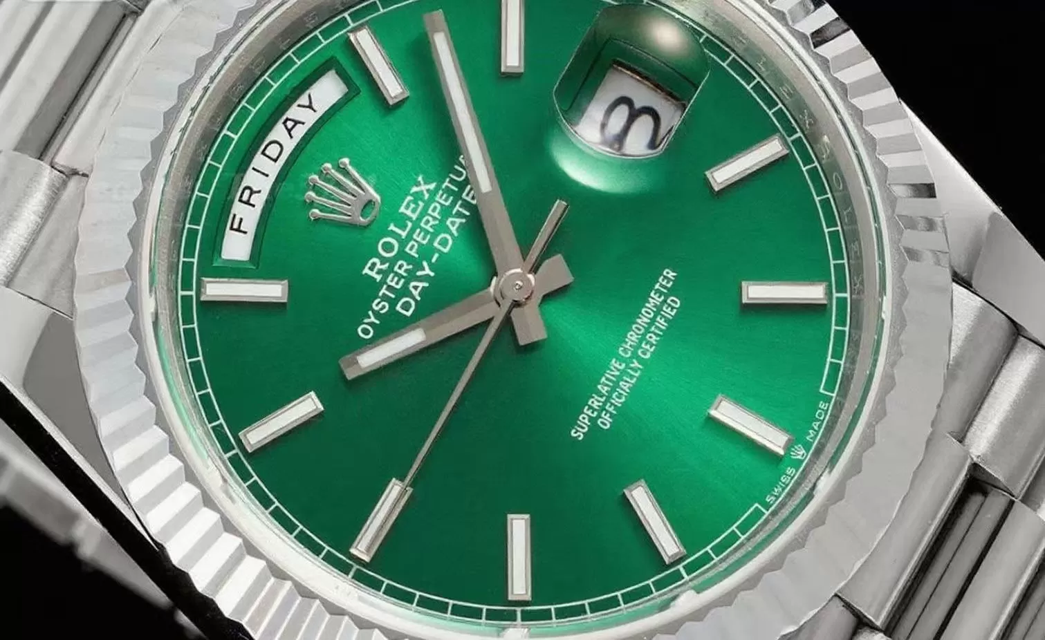 DayDate 228239 40mm SS/SS Light Green/Stk JDF V4 VR3255 (Gain Weight) - Image 3