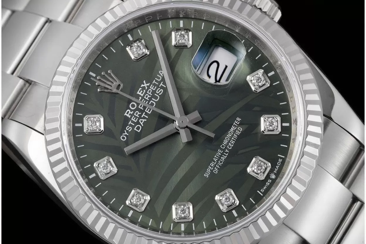 Datejust 126234 36mm Oys SS/SS Palm Motif Green/Dia VSF DD3235 - Image 4