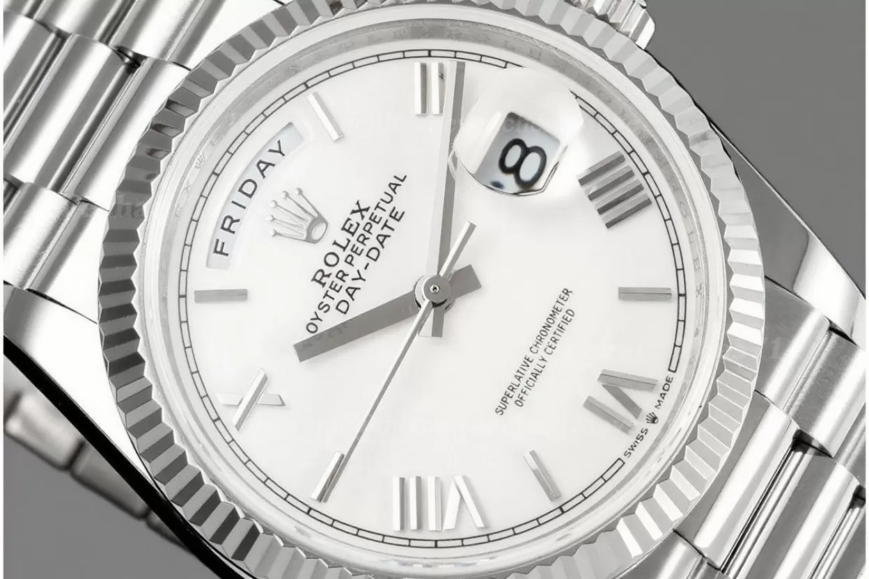 DayDate 128239 36mm SS/SS White/Rmn QF V3 VR3255(Gain Weight) - Image 3
