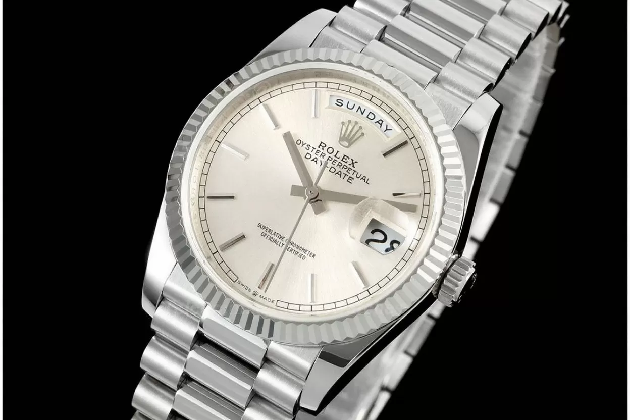 DayDate 128239 36mm SS/SS Silver/Stk QF V3 VR3255(Gain Weight)