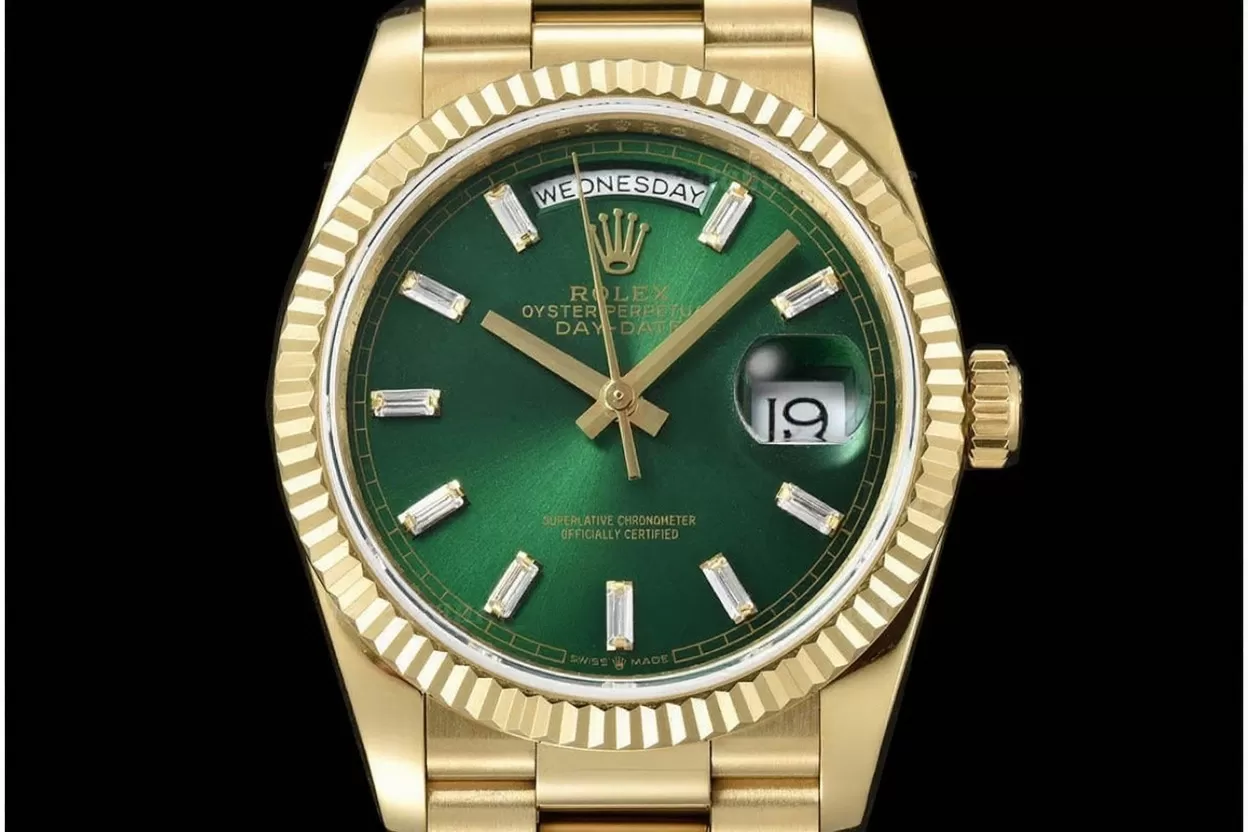 DayDate 128238 36mm YG/YG Green/Diam QF V3 VR3255(Gain Weight) - Image 2