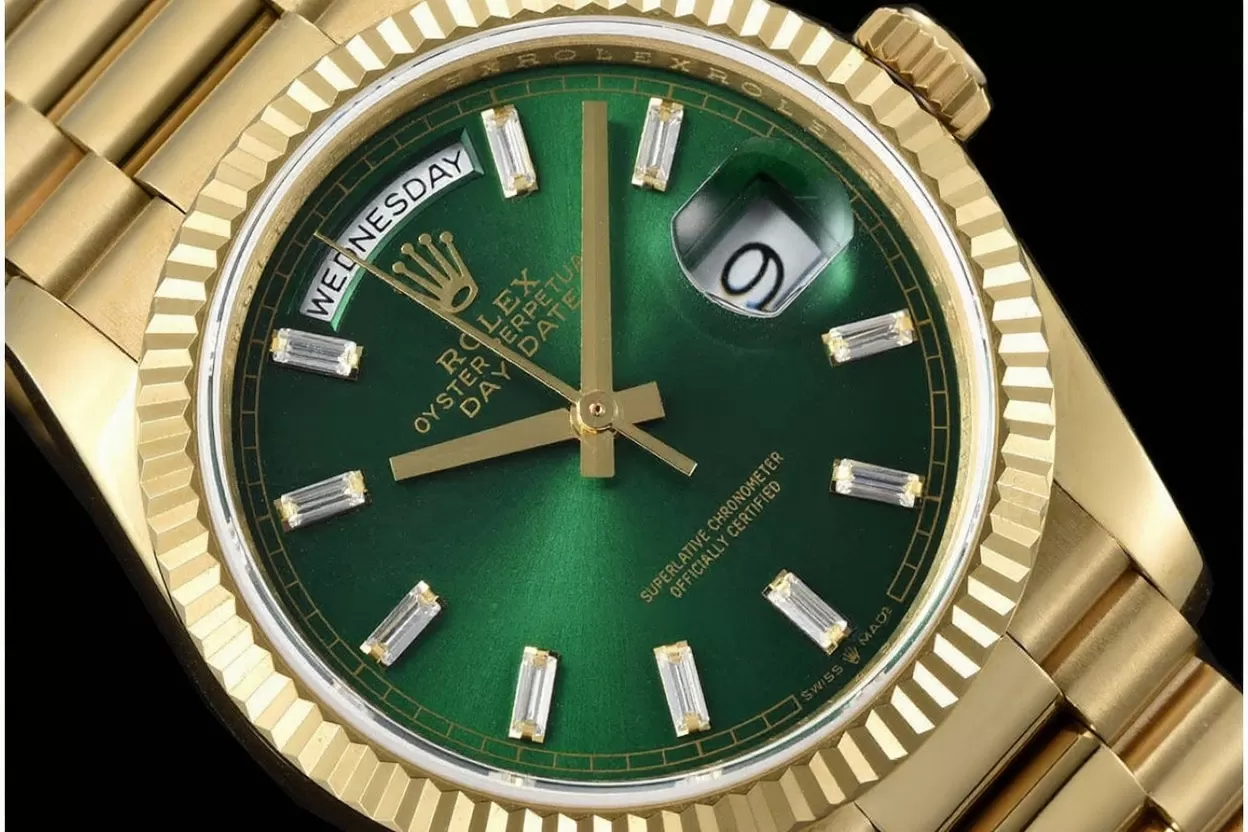 DayDate 128238 36mm YG/YG Green/Diam QF V3 VR3255(Gain Weight) - Image 3