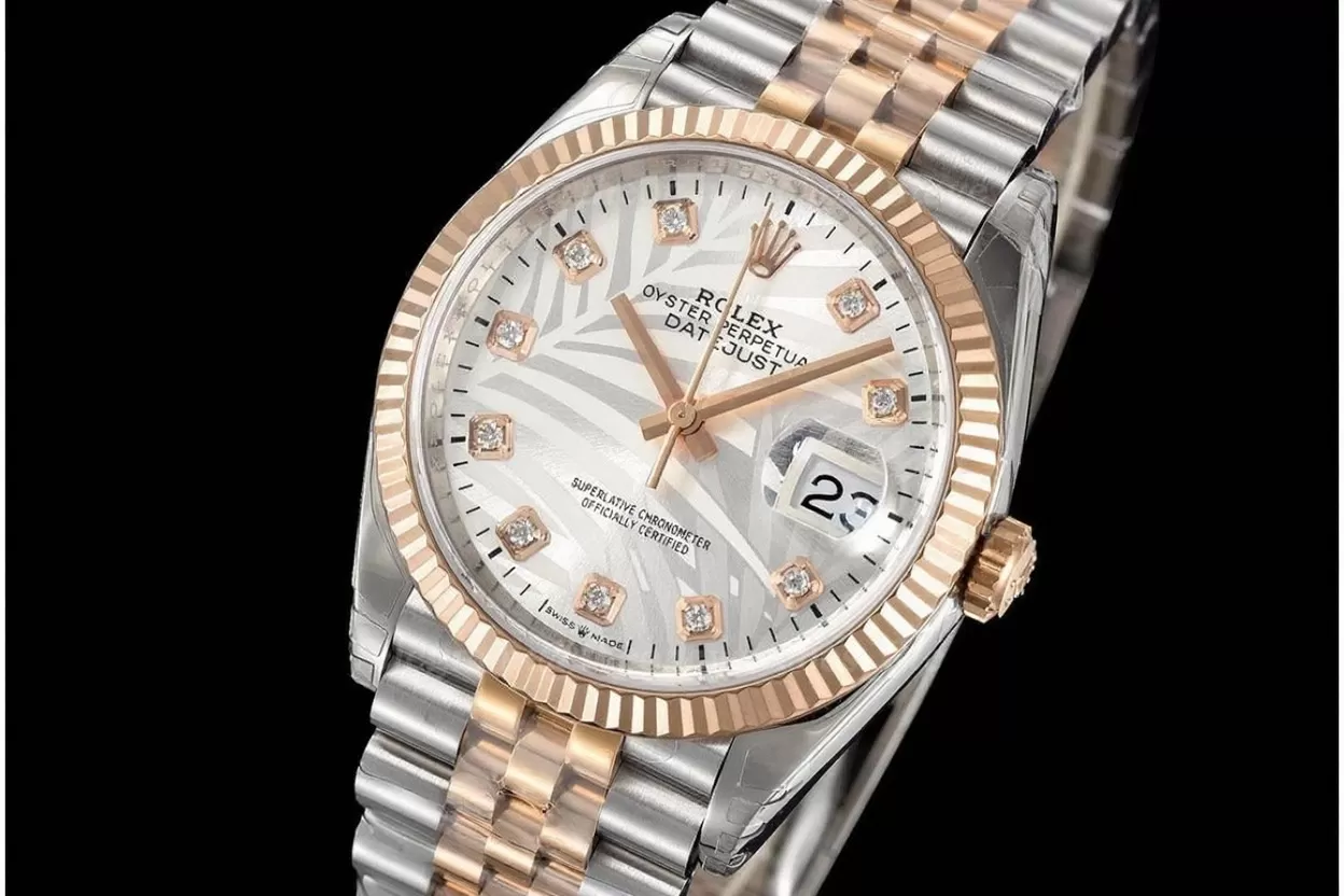 Datejust 126231 36mm Jub RG/SS Silver Palm Motif/Dia VSF DD3235