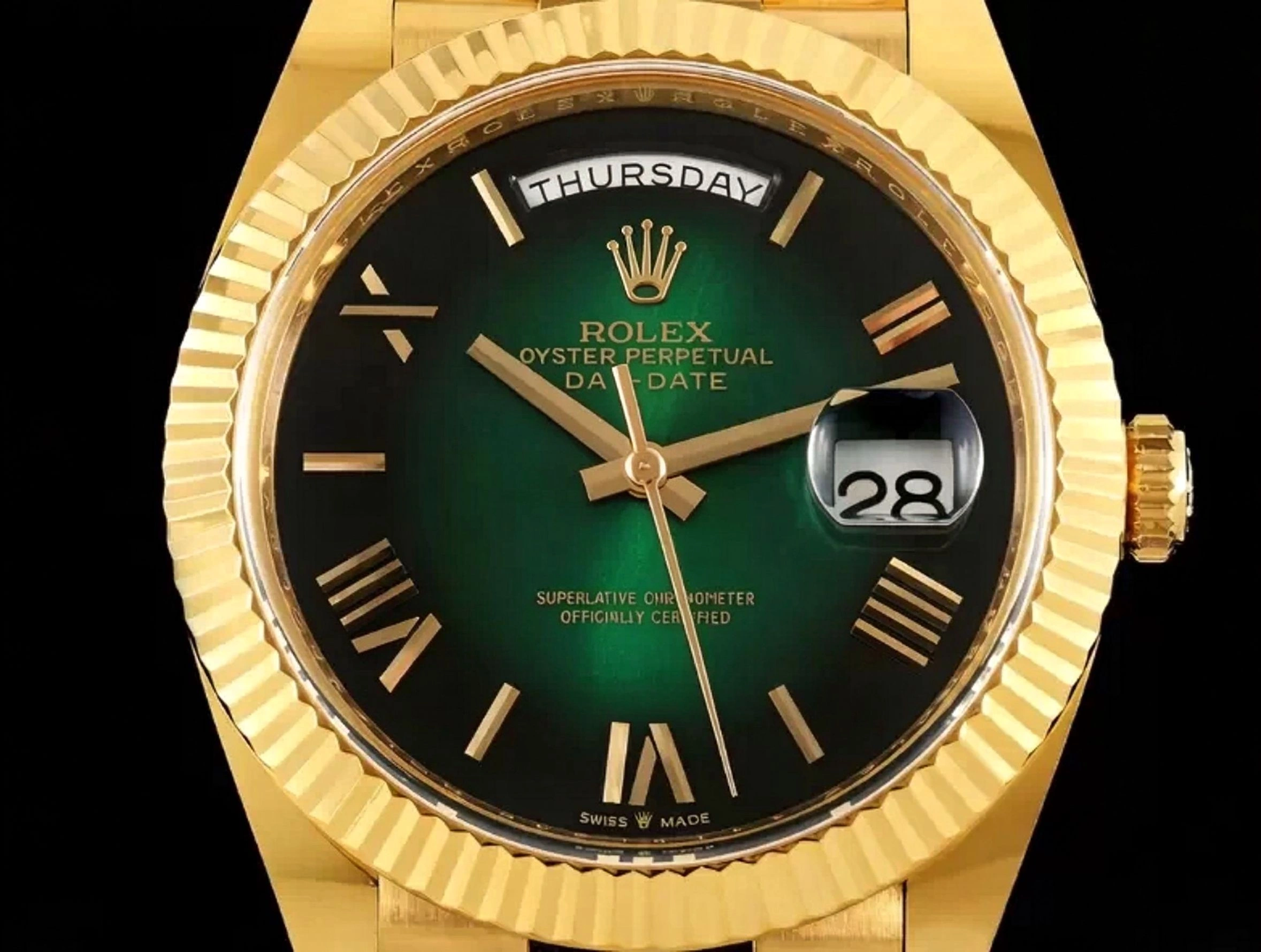DayDate 228238 40mm YG/YG Green Ombre/Rmn ARF VR3255 (Gain Weight)